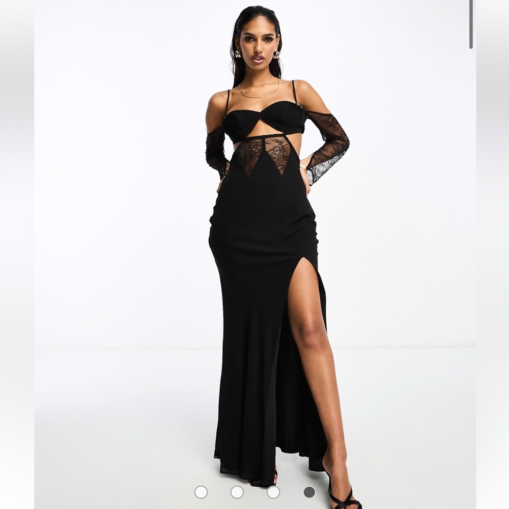 ASOS DESIGN Corset Detail Cold Shoulder Maxi Dress